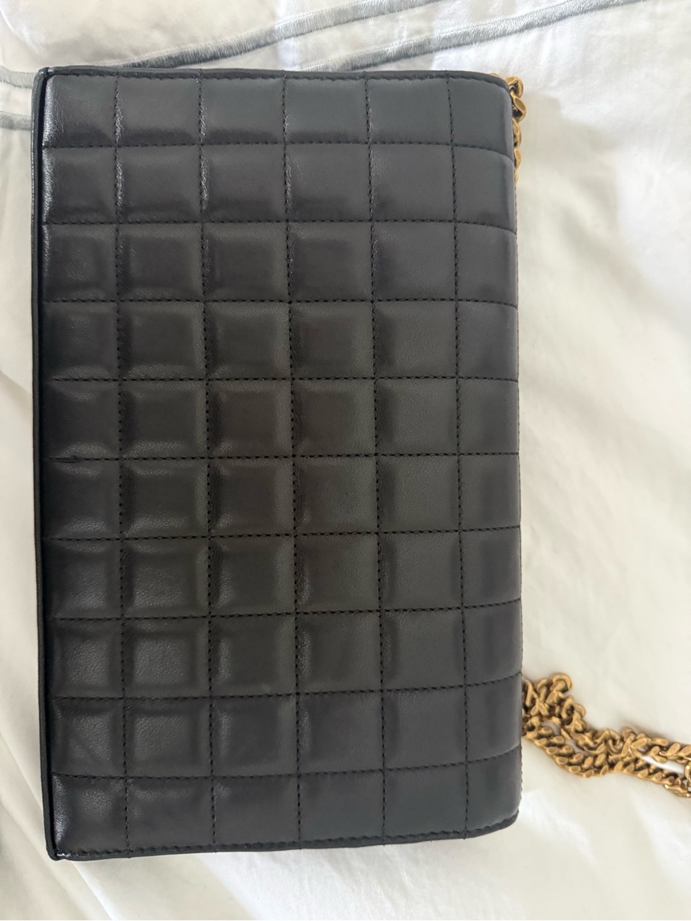 Saint Laurent Black Quilted Leather Shoulder Bag with Gold YSL Chain - Picture 6 of 11
